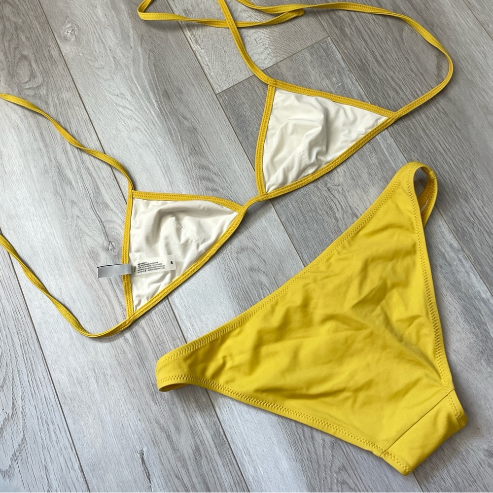 Solid & Striped Bikini Triangle Swim Womens Yello… - image 2